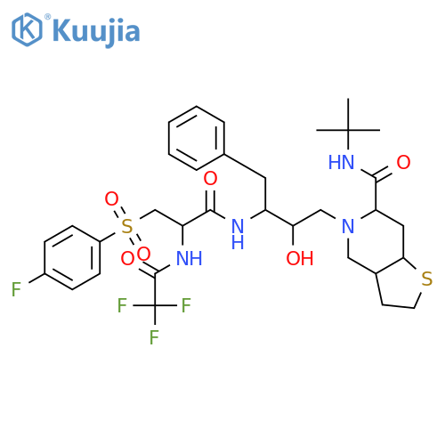 Thieno[3,2-c]pyridine-6-carboxamide,N-(1,1-dimethylethyl)-5-[3-[[3-[(4-fluorophenyl)sulfonyl]-1-oxo-2-[(trifluoroacetyl)amino]propyl]amino]-2-hydroxy-4-phenylbutyl]octahydro-,[3aa,5[2R*,3S*(S*)],6b,7aa]- (9CI) structure