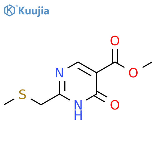 5-Pyrimidinecarboxylic acid, 1,6-dihydro-2-[(methylthio)methyl]-6-oxo-, methyl ester structure