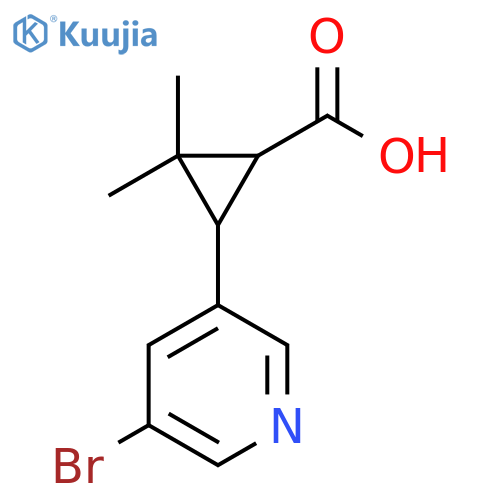 3-(5-bromopyridin-3-yl)-2,2-dimethylcyclopropane-1-carboxylic acid structure