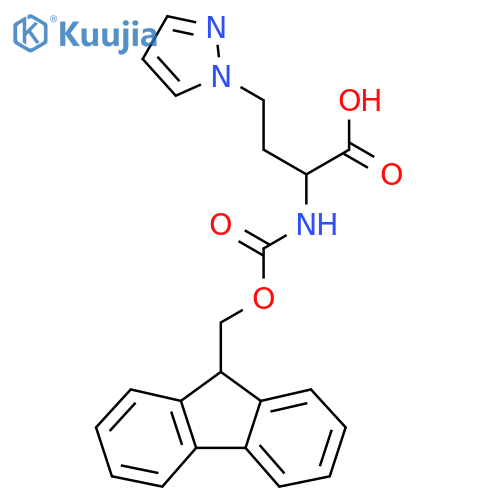 2-({(9H-fluoren-9-yl)methoxycarbonyl}amino)-4-(1H-pyrazol-1-yl)butanoic acid structure