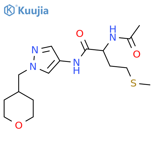 2-acetamido-4-(methylthio)-N-(1-((tetrahydro-2H-pyran-4-yl)methyl)-1H-pyrazol-4-yl)butanamide structure
