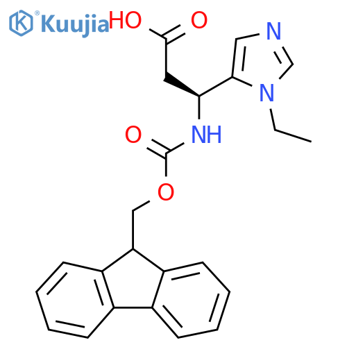 (3S)-3-(1-ethyl-1H-imidazol-5-yl)-3-({(9H-fluoren-9-yl)methoxycarbonyl}amino)propanoic acid structure