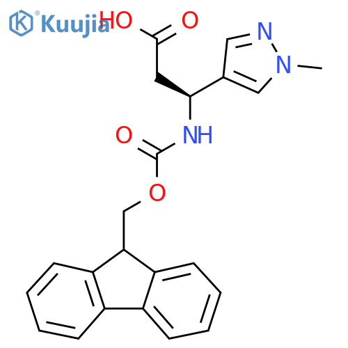 (3S)-3-({(9H-fluoren-9-yl)methoxycarbonyl}amino)-3-(1-methyl-1H-pyrazol-4-yl)propanoic acid structure