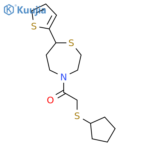 2-(cyclopentylsulfanyl)-1-[7-(thiophen-2-yl)-1,4-thiazepan-4-yl]ethan-1-one structure