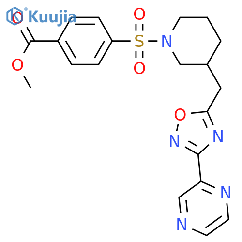 methyl 4-[(3-{[3-(pyrazin-2-yl)-1,2,4-oxadiazol-5-yl]methyl}piperidin-1-yl)sulfonyl]benzoate structure