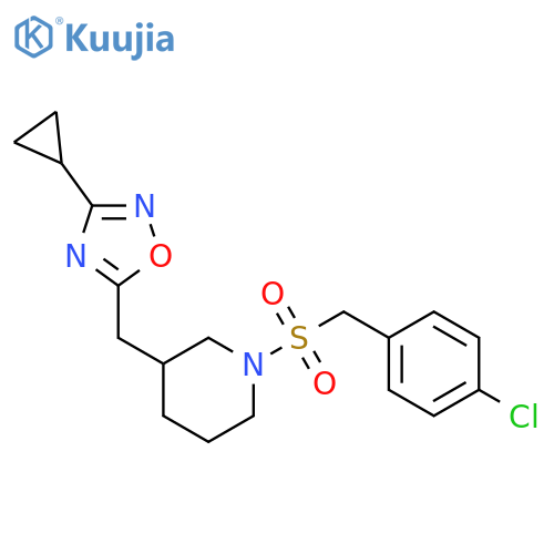 1-[(4-chlorophenyl)methanesulfonyl]-3-[(3-cyclopropyl-1,2,4-oxadiazol-5-yl)methyl]piperidine structure