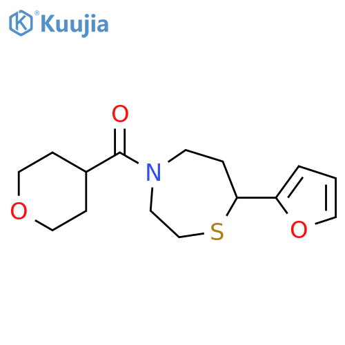 7-(furan-2-yl)-4-(oxane-4-carbonyl)-1,4-thiazepane structure