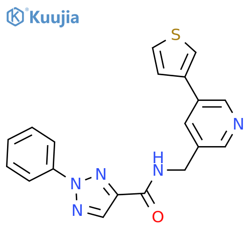 2-phenyl-N-[(5-thiophen-3-ylpyridin-3-yl)methyl]triazole-4-carboxamide structure