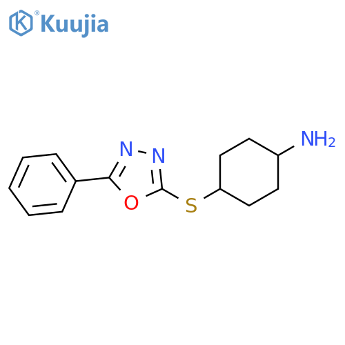 4-(5-phenyl-1,3,4-oxadiazol-2-yl)sulfanylcyclohexan-1-amine structure