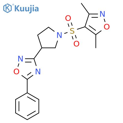 3-{1-(3,5-dimethyl-1,2-oxazol-4-yl)sulfonylpyrrolidin-3-yl}-5-phenyl-1,2,4-oxadiazole structure