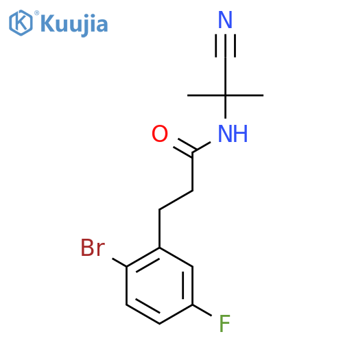 3-(2-bromo-5-fluorophenyl)-N-(1-cyano-1-methylethyl)propanamide structure