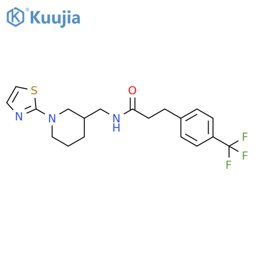 N-[[1-(1,3-thiazol-2-yl)piperidin-3-yl]methyl]-3-[4-(trifluoromethyl)phenyl]propanamide structure