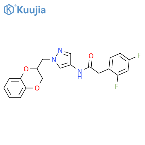 N-[1-[(2,3-Dihydro-1,4-benzodioxin-2-yl)methyl]-1H-pyrazol-4-yl]-2,4-difluorobenzeneacetamide structure