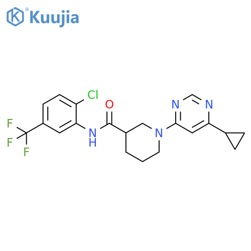 N-[2-chloro-5-(trifluoromethyl)phenyl]-1-(6-cyclopropylpyrimidin-4-yl)piperidine-3-carboxamide structure