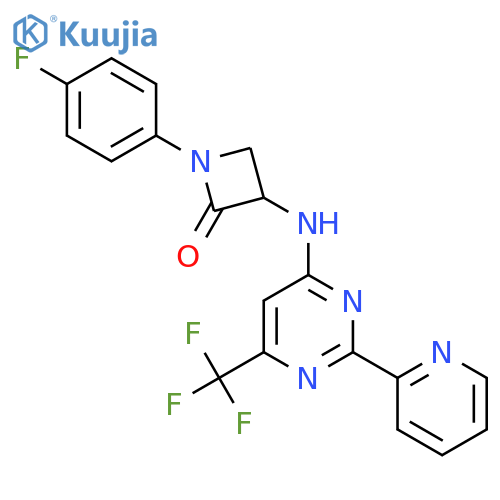 1-(4-Fluorophenyl)-3-{[2-(pyridin-2-yl)-6-(trifluoromethyl)pyrimidin-4-yl]amino}azetidin-2-one structure