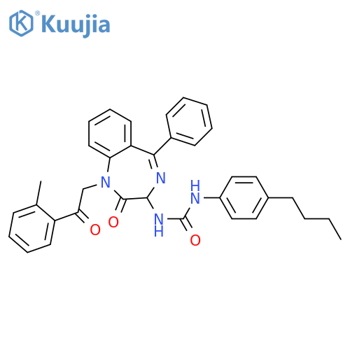 1-(4-butylphenyl)-3-[1-[2-(2-methylphenyl)-2-oxoethyl]-2-oxo-5-phenyl-3H-1,4-benzodiazepin-3-yl]urea structure