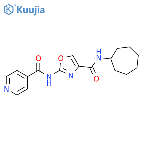 N-[4-(cycloheptylcarbamoyl)-1,3-oxazol-2-yl]pyridine-4-carboxamide structure