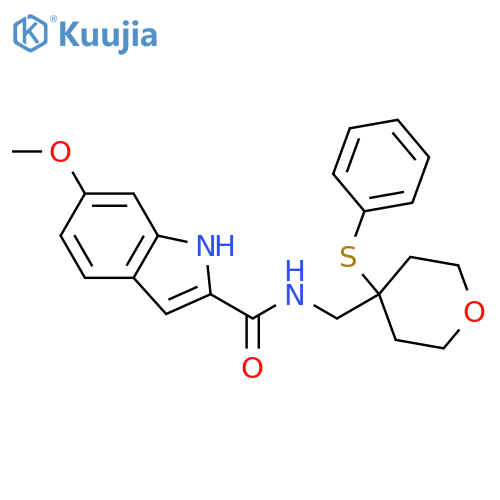 6-methoxy-N-{[4-(phenylsulfanyl)oxan-4-yl]methyl}-1H-indole-2-carboxamide structure