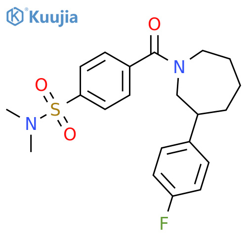 4-[3-(4-fluorophenyl)azepane-1-carbonyl]-N,N-dimethylbenzene-1-sulfonamide structure