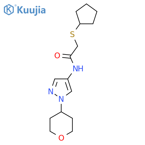 2-(cyclopentylthio)-N-(1-(tetrahydro-2H-pyran-4-yl)-1H-pyrazol-4-yl)acetamide structure