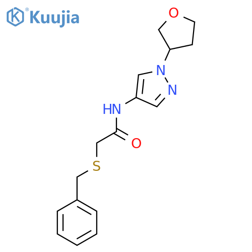 2-(benzylthio)-N-(1-(tetrahydrofuran-3-yl)-1H-pyrazol-4-yl)acetamide structure
