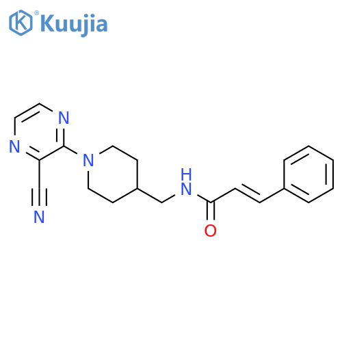 (2E)-N-{[1-(3-cyanopyrazin-2-yl)piperidin-4-yl]methyl}-3-phenylprop-2-enamide structure