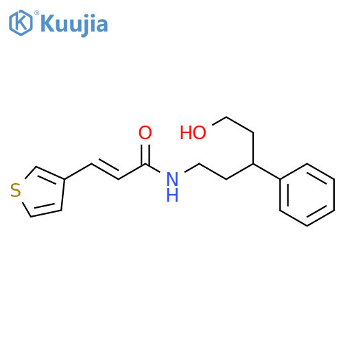 (2E)-N-(5-hydroxy-3-phenylpentyl)-3-(thiophen-3-yl)prop-2-enamide structure