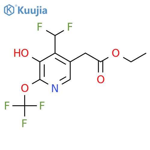 Ethyl 4-(difluoromethyl)-3-hydroxy-2-(trifluoromethoxy)pyridine-5-acetate structure