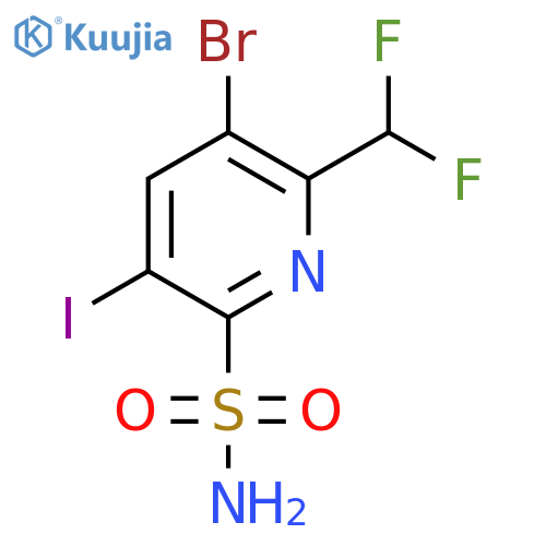 3-Bromo-2-(difluoromethyl)-5-iodopyridine-6-sulfonamide structure