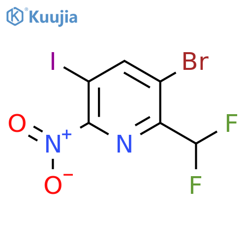 3-Bromo-2-(difluoromethyl)-5-iodo-6-nitropyridine structure