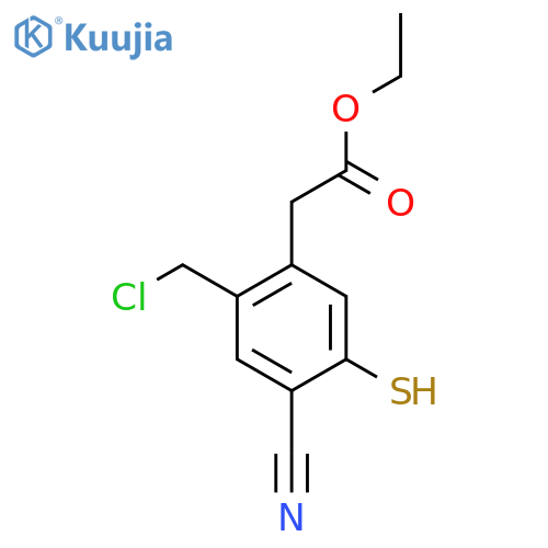 Ethyl 2-chloromethyl-4-cyano-5-mercaptophenylacetate structure
