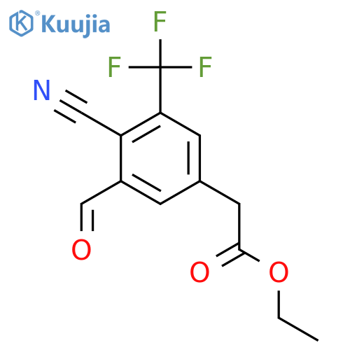 Ethyl 4-cyano-3-formyl-5-(trifluoromethyl)phenylacetate structure