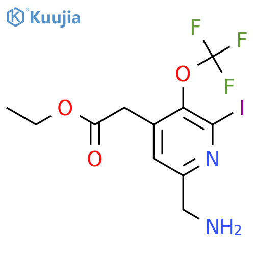 Ethyl 6-(aminomethyl)-2-iodo-3-(trifluoromethoxy)pyridine-4-acetate structure
