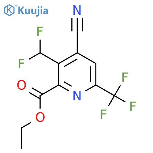 Ethyl 4-cyano-3-(difluoromethyl)-6-(trifluoromethyl)pyridine-2-carboxylate structure