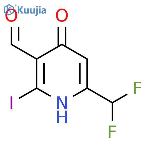 6-(Difluoromethyl)-4-hydroxy-2-iodopyridine-3-carboxaldehyde structure