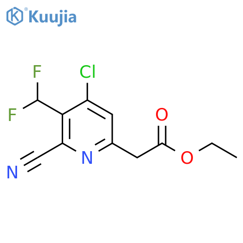 Ethyl 4-chloro-2-cyano-3-(difluoromethyl)pyridine-6-acetate structure
