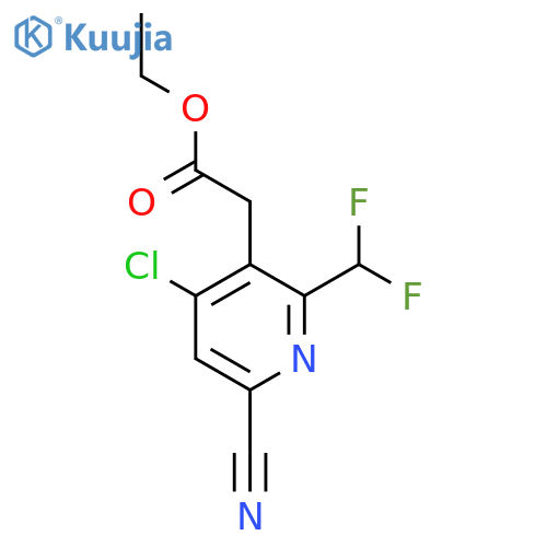 Ethyl 4-chloro-6-cyano-2-(difluoromethyl)pyridine-3-acetate structure
