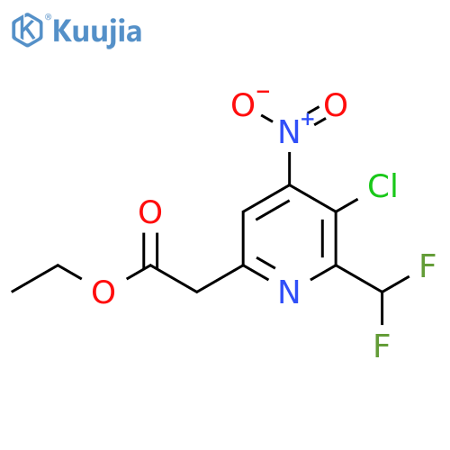 Ethyl 3-chloro-2-(difluoromethyl)-4-nitropyridine-6-acetate structure