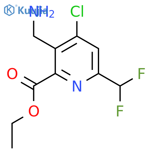 Ethyl 3-(aminomethyl)-4-chloro-6-(difluoromethyl)pyridine-2-carboxylate structure