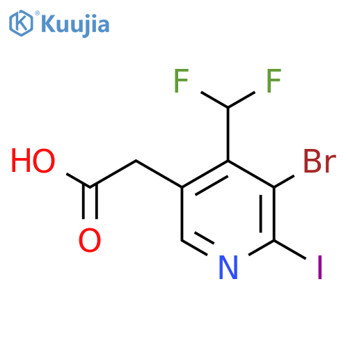 3-Bromo-4-(difluoromethyl)-2-iodopyridine-5-acetic acid structure