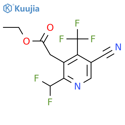 Ethyl 5-cyano-2-(difluoromethyl)-4-(trifluoromethyl)pyridine-3-acetate structure