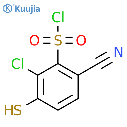 2-Chloro-6-cyano-3-mercaptobenzenesulfonyl chloride structure