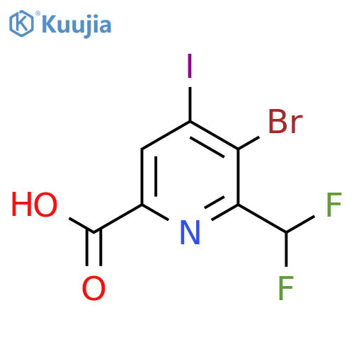 3-Bromo-2-(difluoromethyl)-4-iodopyridine-6-carboxylic acid structure