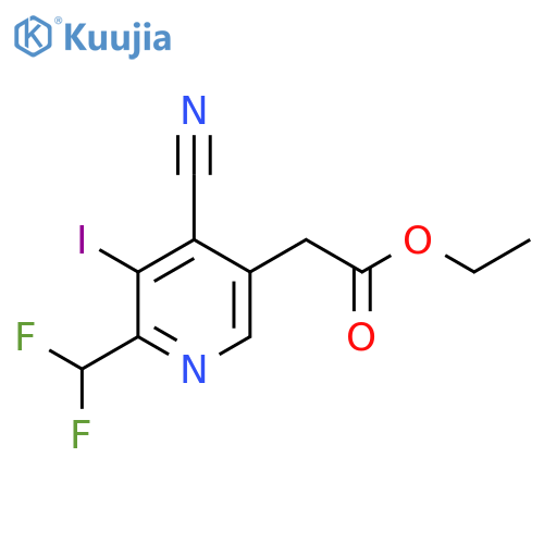 Ethyl 4-cyano-2-(difluoromethyl)-3-iodopyridine-5-acetate structure