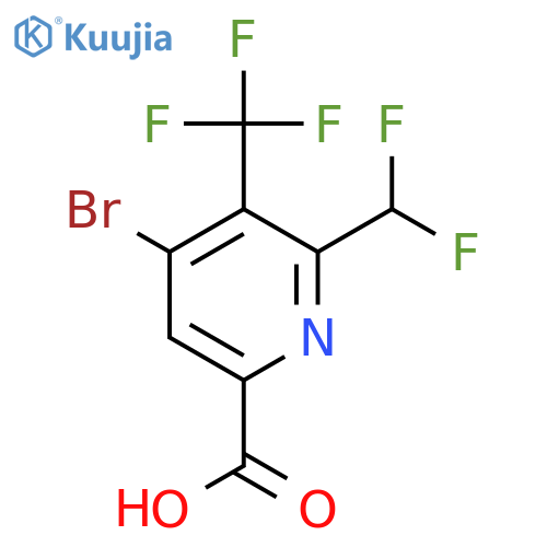 4-Bromo-2-(difluoromethyl)-3-(trifluoromethyl)pyridine-6-carboxylic acid structure