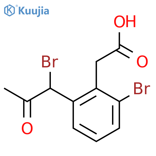 2-Bromo-6-(1-bromo-2-oxopropyl)phenylacetic acid structure