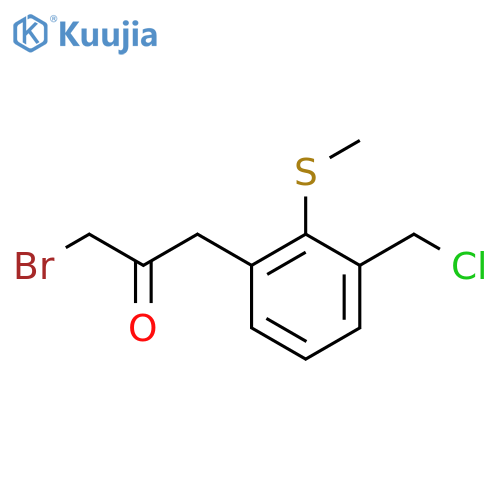 3-Bromo-1-(3-(chloromethyl)-2-(methylthio)phenyl)propan-2-one structure