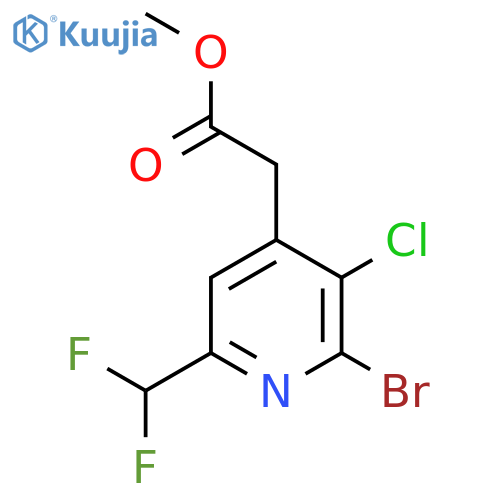 Methyl 2-bromo-3-chloro-6-(difluoromethyl)pyridine-4-acetate structure