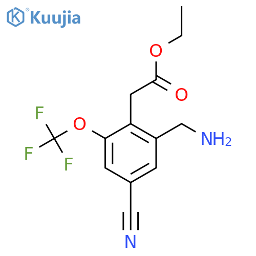 Ethyl 2-aminomethyl-4-cyano-6-(trifluoromethoxy)phenylacetate structure