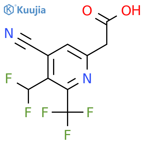 4-Cyano-3-(difluoromethyl)-2-(trifluoromethyl)pyridine-6-acetic acid structure